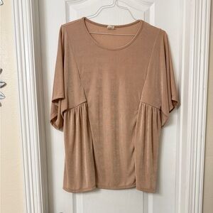 Sew in Love Pink Tan Scoop Neckline Draped Sleeves Size L